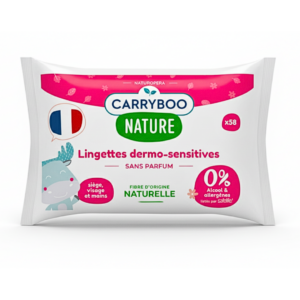 Carryboo Lingettes Dermo-Sensitives Sans Parfums 58 Pcs