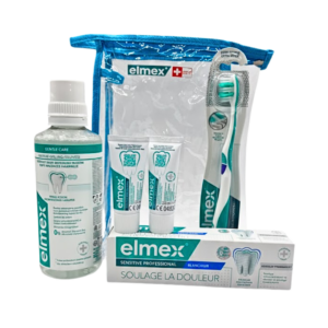 Elmex Dent Blancheur+BDB+Bad Extra Souple+2 Dent ECH Trousse