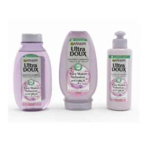 Garnier Routine Ultra Doux Rice Water "shamp+Cr Leave-in+Apres-shamp"