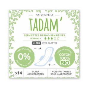 Tadam Serviette Ultra Coton Bio Normal+ 14unite