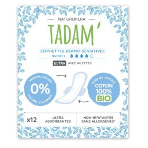 Tadam Serviette Ultra Coton Bio Super+ 12unite